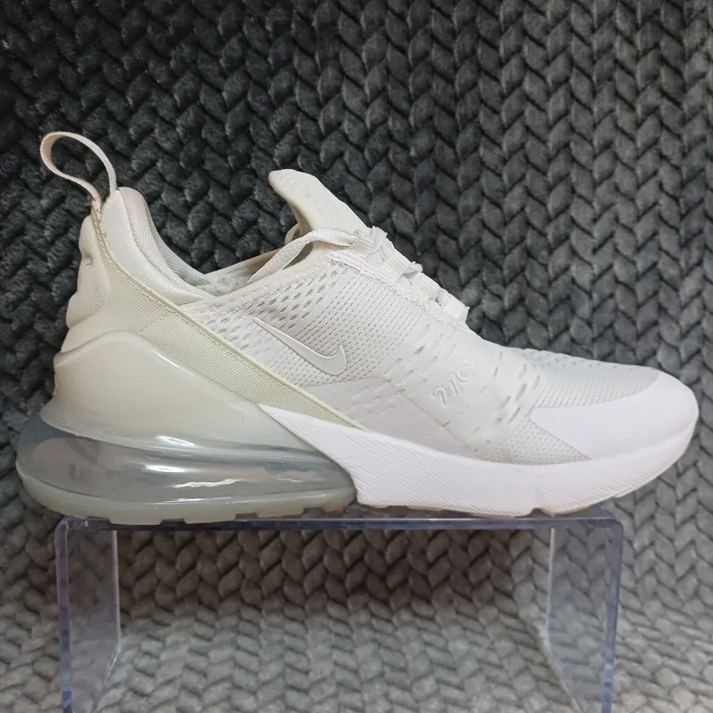 Nike Air Max 270 White Metallic Silver GS Walking Running Shoes Sz 6.5Y Womens 8